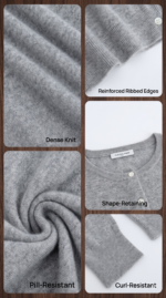 Women's Crew Neck 100 Pure Cashmere Cardigan, Easy to Layer - Image 3