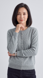 Women's Crew Neck 100 Pure Cashmere Cardigan, Easy to Layer
