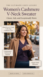Women's Cashmere V-Neck Sweater - Image 4