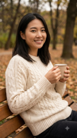 Women's Regular Fit Soft Cotton Cable Knit Ribbed Crewneck Sweater