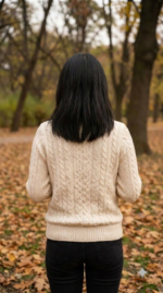 Women's Regular Fit Soft Cotton Cable Knit Ribbed Crewneck Sweater - Image 2