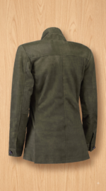 Jild Fancy 5-Button Four Pocket Double Back Slit Leather Blazer Women - Vintage Suede Look Cuff Sleeves Leather Jacket Women - Image 3