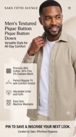 SAKS Fifth Avenue Men's Long Sleeve Textured Pique Button Down