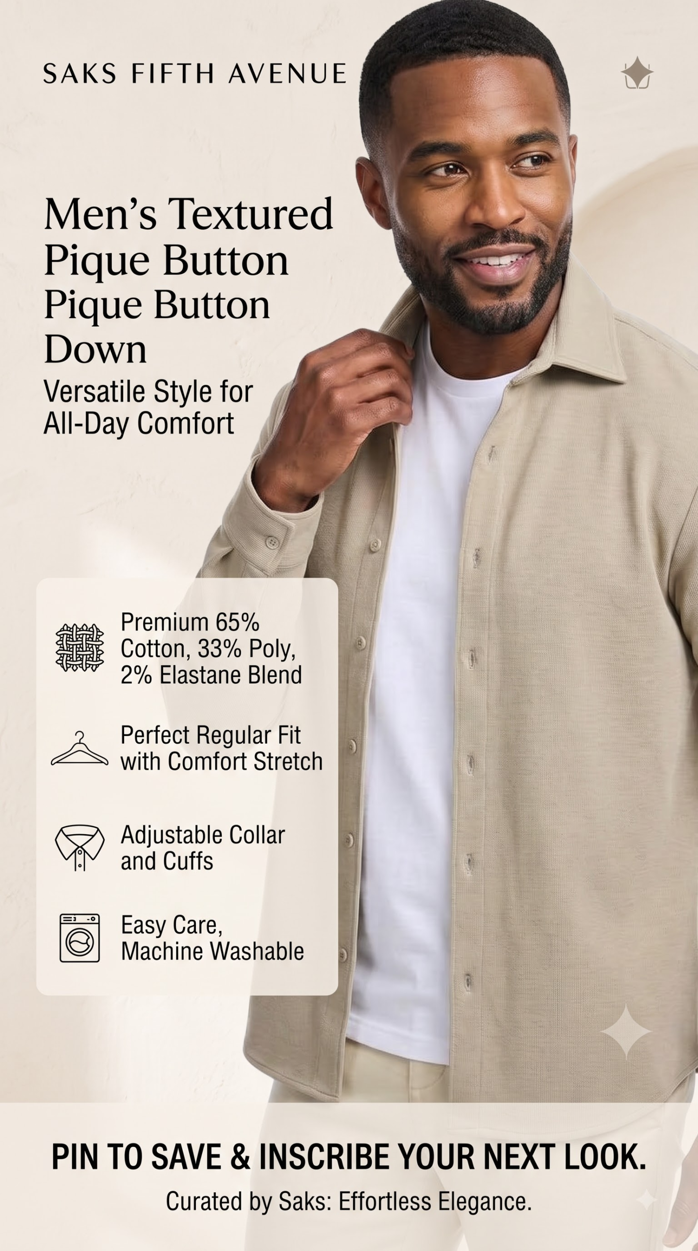 Button_down_shirt_for_men_2K_20260930141418 SAKS Fifth Avenue Men's Long Sleeve Textured Pique Button Down - Image 1