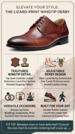 Men's Leather Wingtip Derby Dress Shoes Cowhide leather upper, brogue wingtip styling, lace-up closure, smooth lining, and sturdy outsole. - Image 5