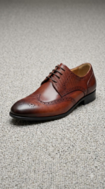 Men's Leather Wingtip Derby Dress Shoes Cowhide leather upper, brogue wingtip styling, lace-up closure, smooth lining, and sturdy outsole.