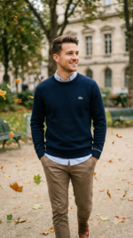 Lacoste Men's Monochrome Crew Neck Cotton Sweater