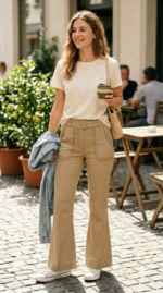 Flamingals Straight Leg Drawstring Pants for Women