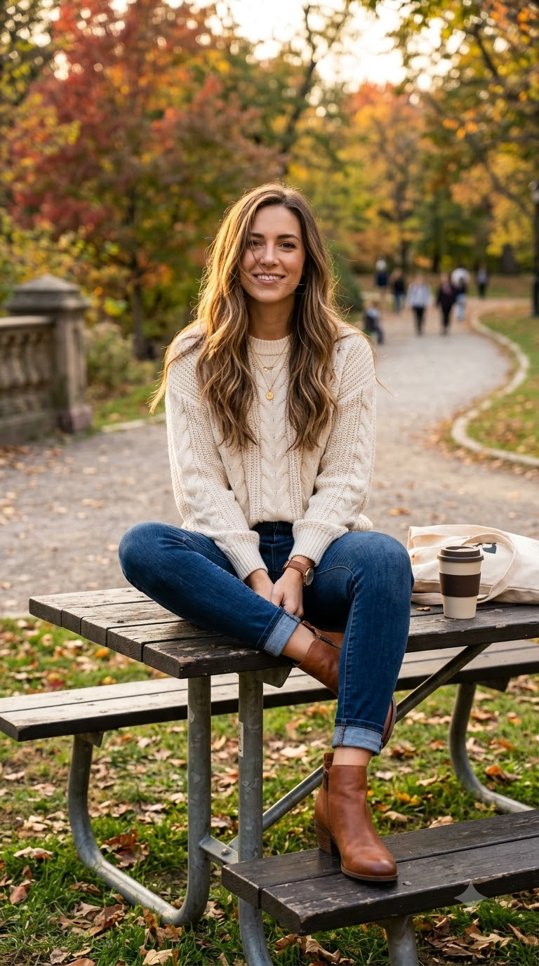 Woman_sitting_on_picnic_table_20260926130242.webp Lucky Brand Women's Basel Ankle Booties Chelsea Boot with Side Zippers, Comfortable Rounded-Toe Design for Versatile Styling & Everyday Wear - Image 1