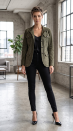 Jild Fancy 5-Button Four Pocket Double Back Slit Leather Blazer Women - Vintage Suede Look Cuff Sleeves Leather Jacket Women