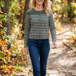Calvin Klein Women's Striped Cotton Rayon Long Sleeve Top
