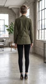 Jild Fancy 5-Button Four Pocket Double Back Slit Leather Blazer Women - Vintage Suede Look Cuff Sleeves Leather Jacket Women - Image 2