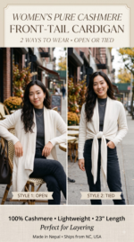 Women’s Pure Cashmere Front-Tail Open Cardigan - Image 2