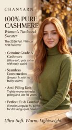 Chanyarn 100% Pure Cashmere Women's Sweater Turtleneck Long Sleeve Warm Soft 2026 Fall Winter Knit Pullover - Image 3
