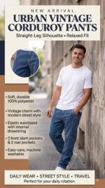 Urban Vintage Corduroy Straight-Leg Pants - Image 2