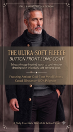 Ultra-soft Fleece Button Front Long Coat - Image 2