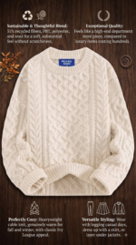 Aelfric Eden Sweaters for Women Oversized Chunky Cable Knit Crew Neck Unisex, Long Sleeve, Loose Fit, Soft, Comfy, Fall Winter Pullover, Classic Vintage Basic Solid Casual Trendy Tops - Image 4