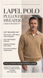 Lapel Polo Pullover Sweater Loose Fit - Image 2