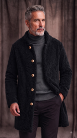 Ultra-soft Fleece Button Front Long Coat