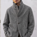 Timeless Herringbone Stand Collar Lined Jacket