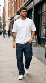 Casual Street Style Faux Denim Cargo Pants