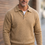 Lapel Polo Pullover Sweater Loose Fit