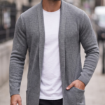 Solid Ribbed Knit Open Front Cardigan