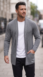 Solid Ribbed Knit Open Front Cardigan