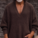 Vintage V-Neck Fringe Hem Knit Sweater