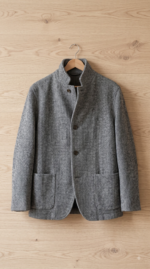 Timeless Herringbone Stand Collar Lined Jacket - Image 3