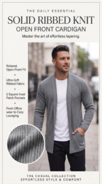 Solid Ribbed Knit Open Front Cardigan - Image 2