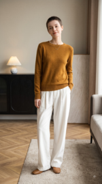 Chanyarn Women's 100% Merino Wool 2026 Fall Winter First-Line Ready to Wear Long Sleeve Seamless Knit Crewneck Sweater