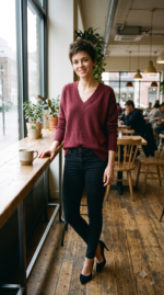 Women's Pure Cashmere V-Neck Boyfriend Sweater