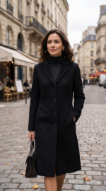 Women's Knee Length Overcoat in Pure Cashmere