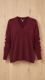 Women's Pure Cashmere V-Neck Boyfriend Sweater - Image 4
