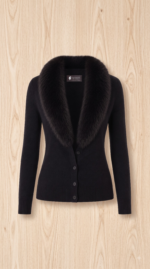 Cashmere Cardigan with Fur Collar - Image 3